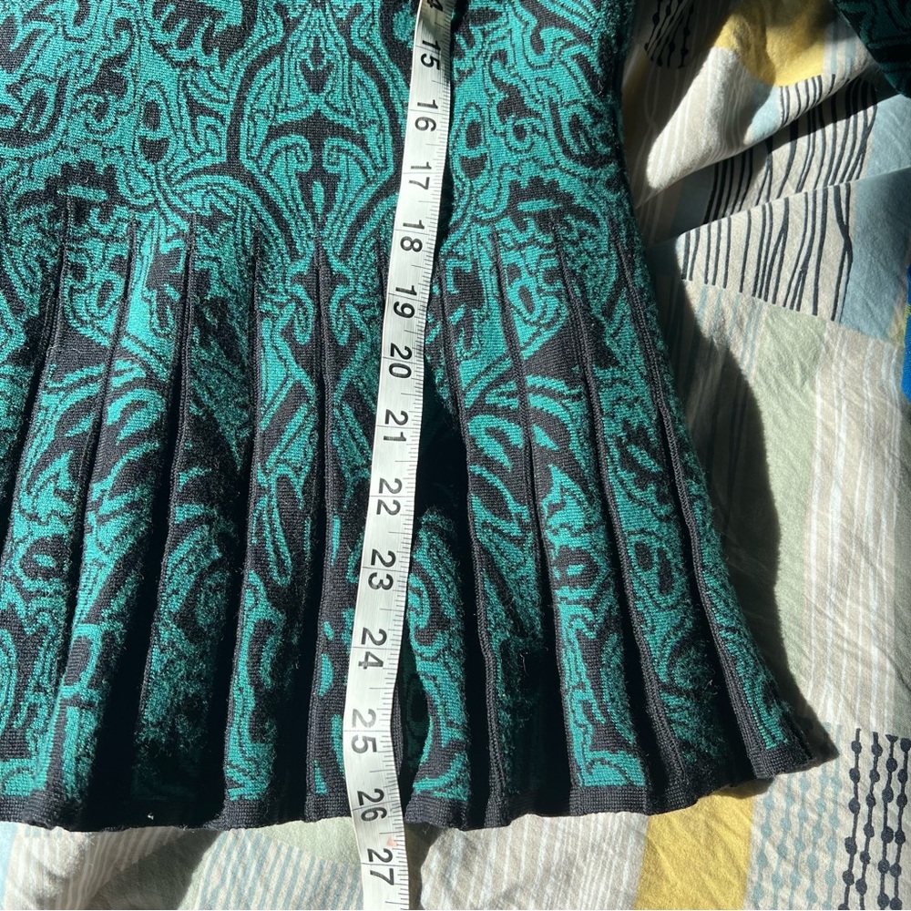 Peruvian Connection long sleeve paisley Tunic Sweater green black Pima Cotton - Picture 6 of 9